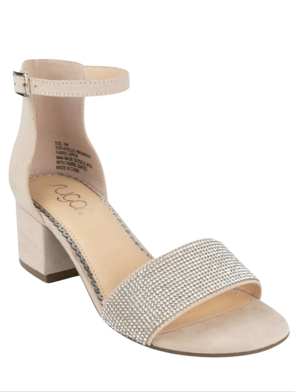 NIB Sugar Brand Faux Suede Rhinestine Block Heel Size 10 Gorgeous Sparkle